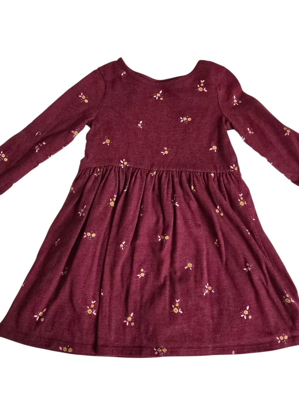 Cat & Jack Burgundy Floral Long Sleeve Knit Dress